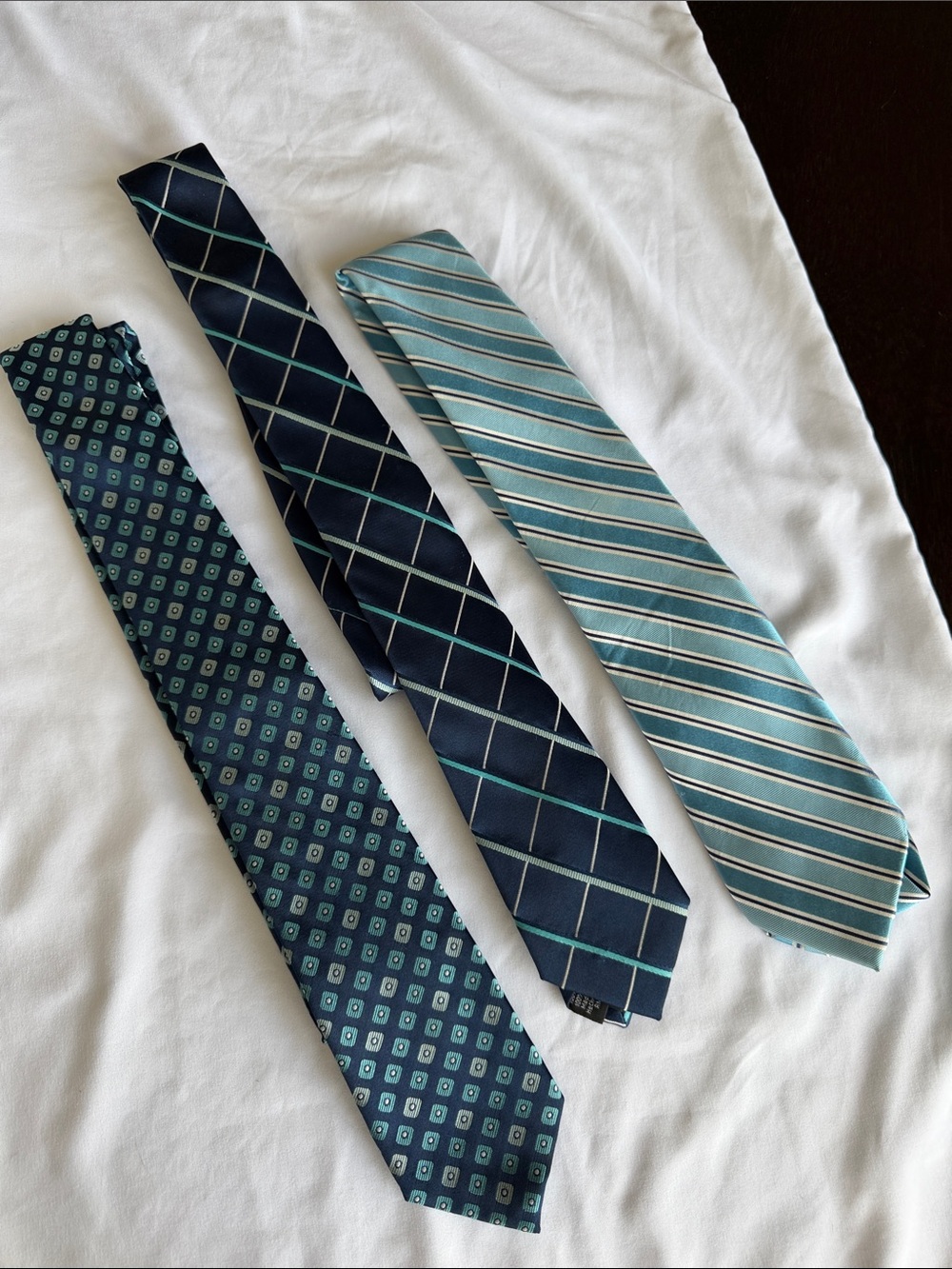 3 Men's Teal & Navy Stripe and Pattern Ties